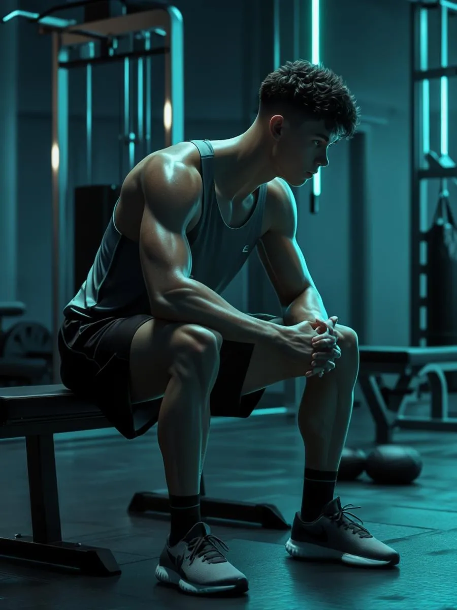 Jeune athlète concentré, franchissant un obstacle symbolique, lumière vive, ambiance de dépassement de soi