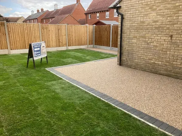 Garden landscaping Bishop’s Stortford with new patio and lawn