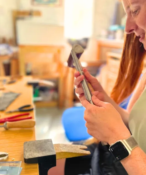 White gold wedding bands workshop.