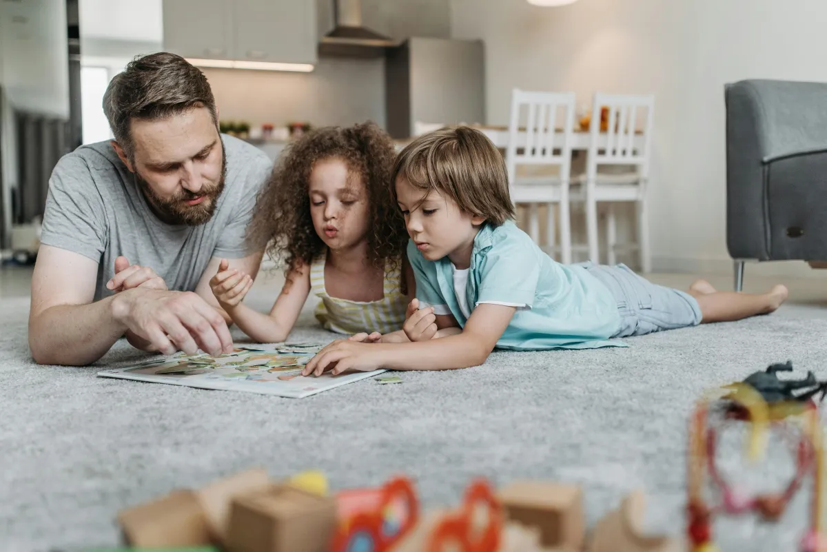 Dad practicing work-life integration by spending time with family