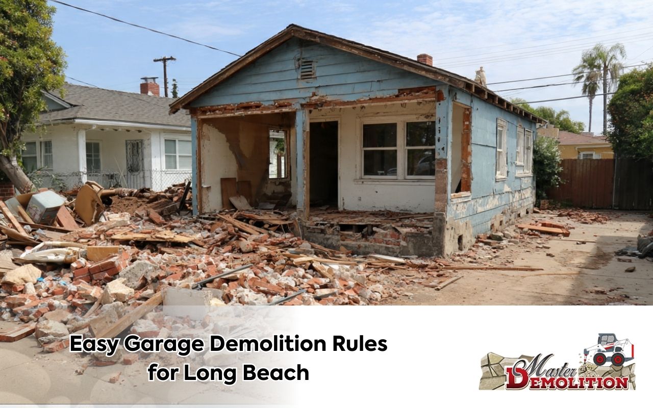 Garage demolition guidelines for Long Beach with permit paperwork and site plan checklist