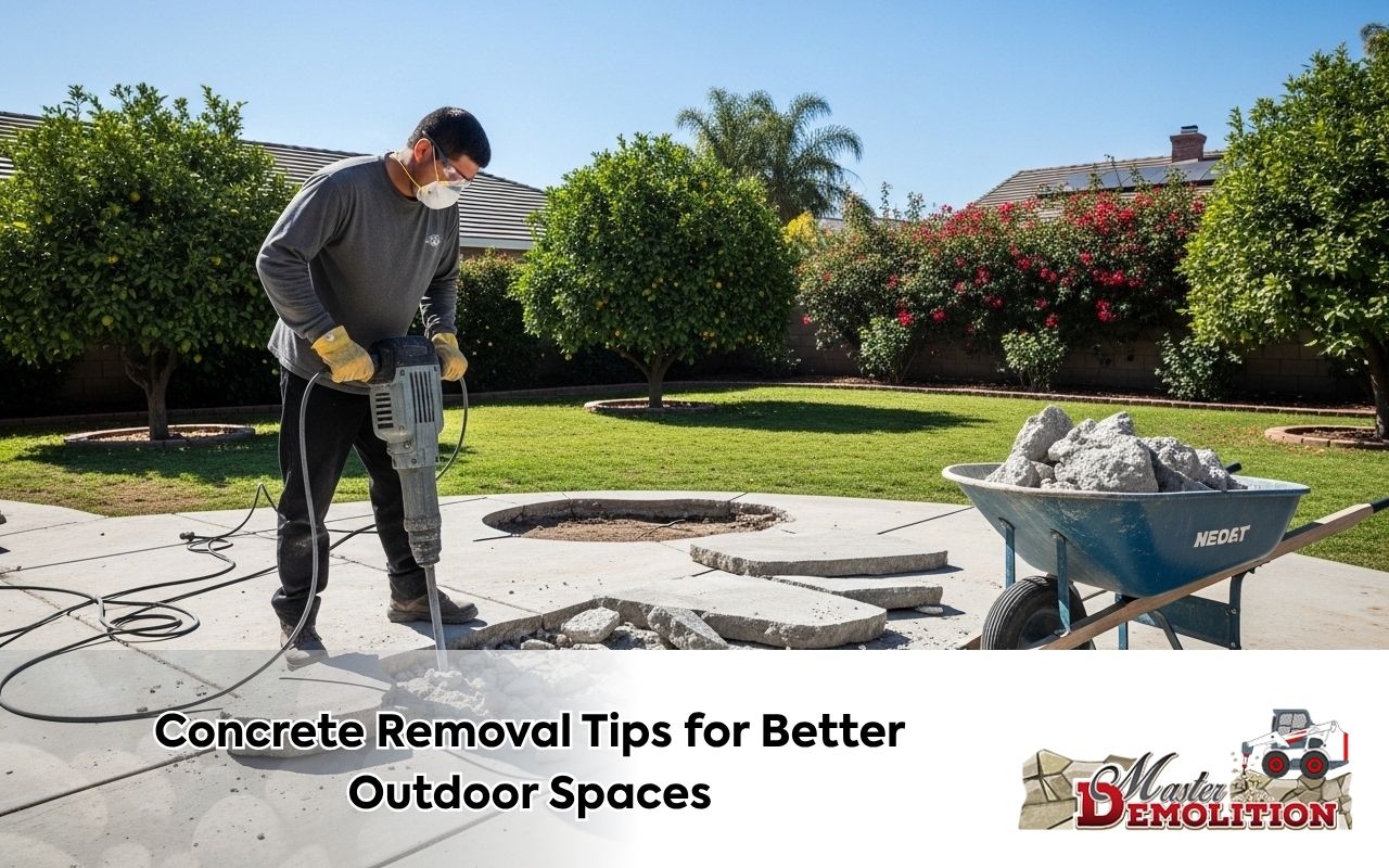 Concrete removal for landscape projects in Orange patio preparation