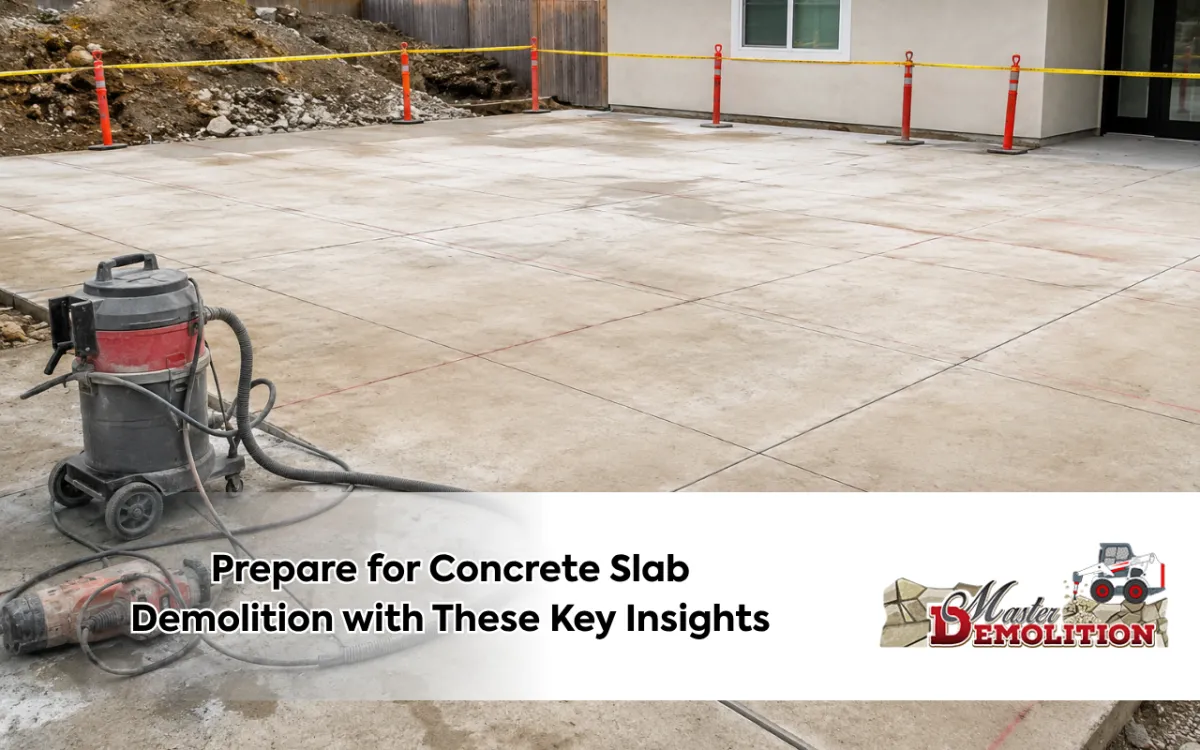 Concrete slab demolition preparation before removal work begins