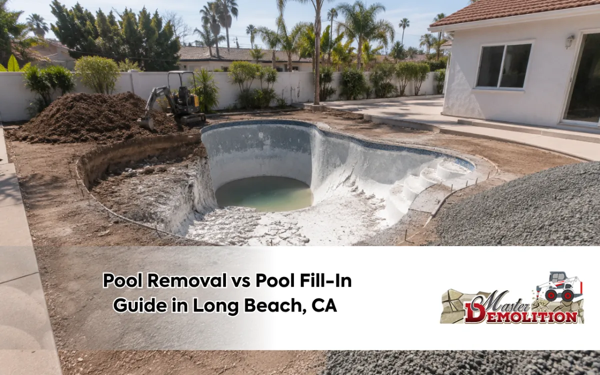 Pool removal vs pool fill-in comparison for a Long Beach backyard