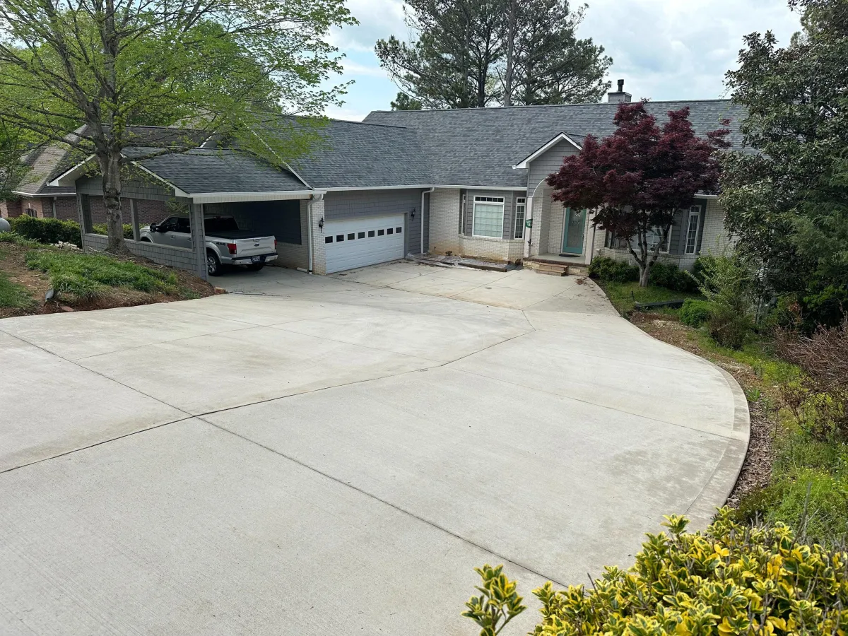 large brushed driveway installation with drainage in Knox County - Focus Construction TN TN