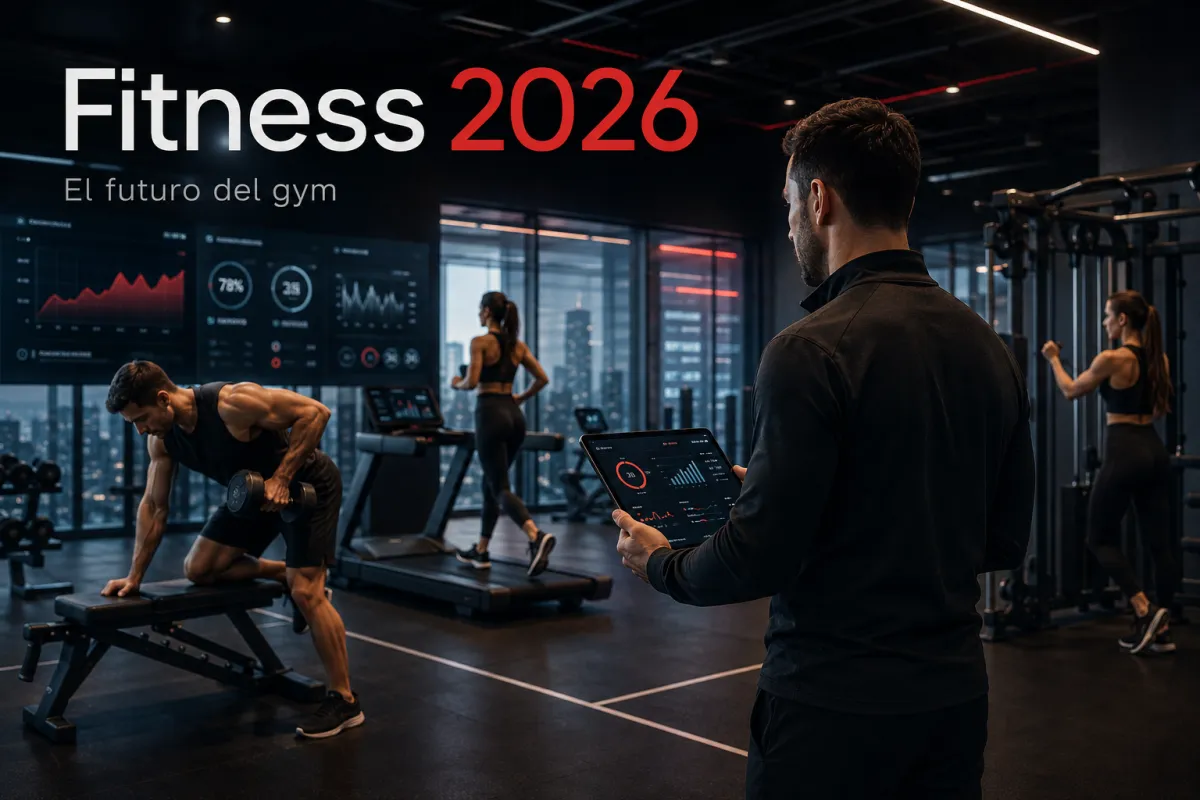 Gimnasio moderno con entrenamiento funcional y tecnología vestible