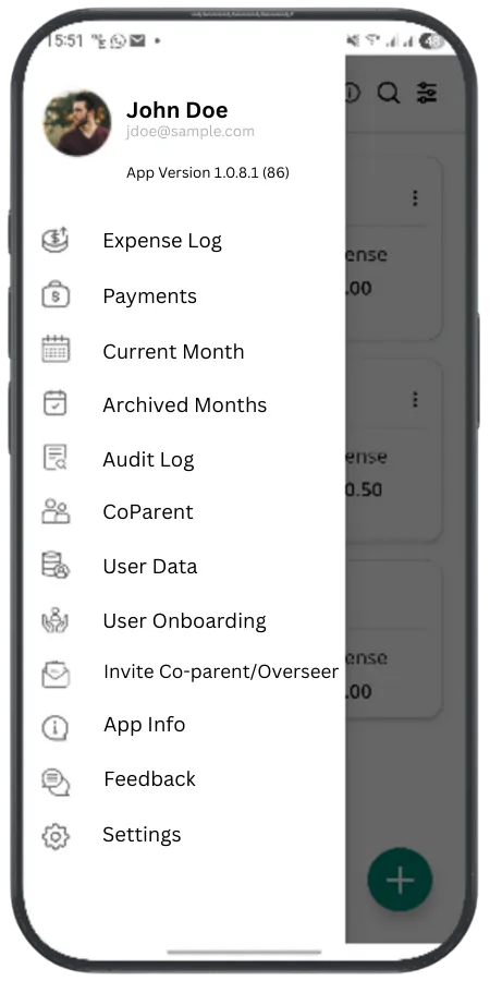 ParentPayr app settings screen