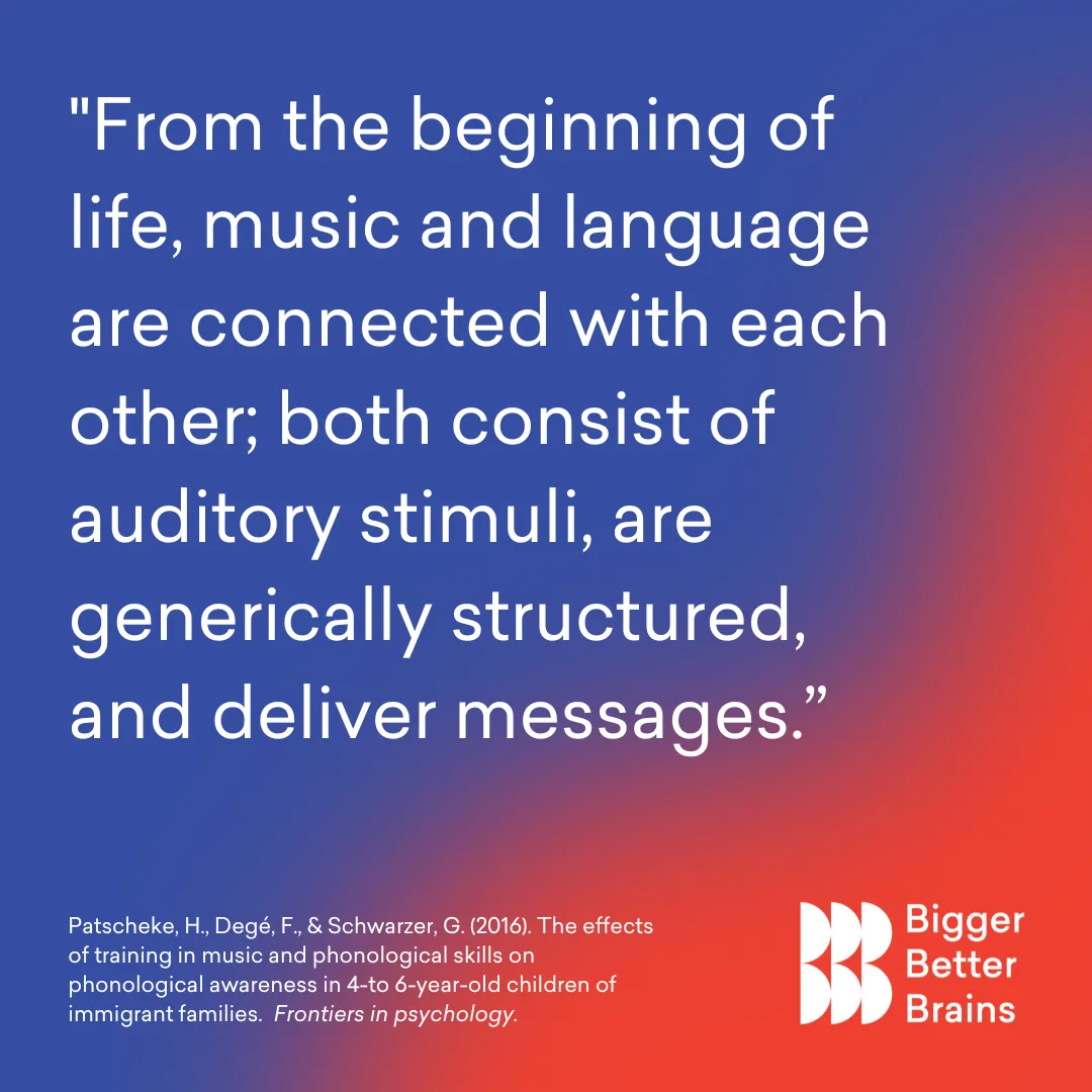 From the beginning of life, music and language are connected with each other; both consist of auditory stimuli are generically structured, and deliver messages. Bigger Better Brains meme
