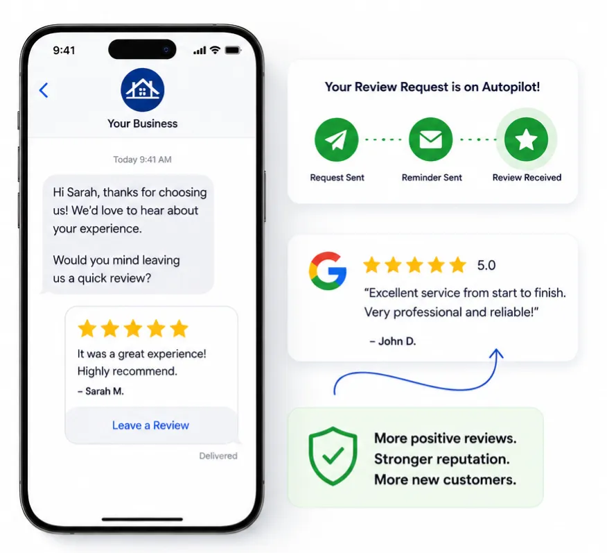 an infographic explaining why an automated alert to ask for reviews is important for companies to get more customers and customer retention