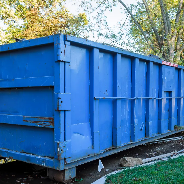 Blue dumpster container