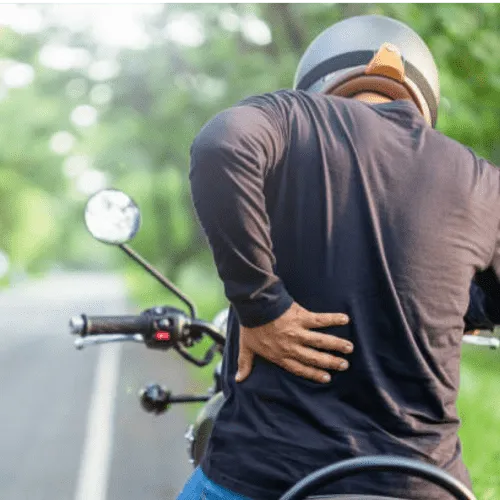 Back and neck pain relief for motocycle riders