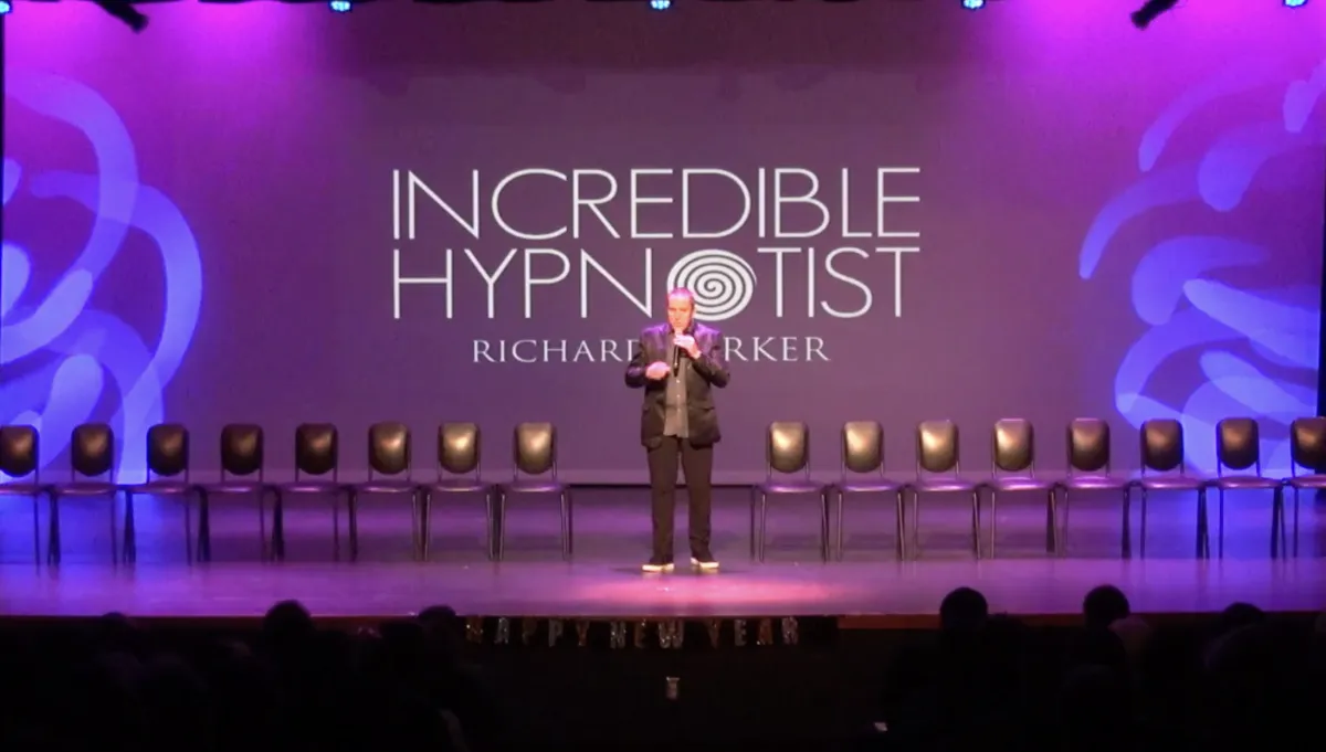 Richard Barker performing comedy hypnosis show in London – best comedy hypnotist UK