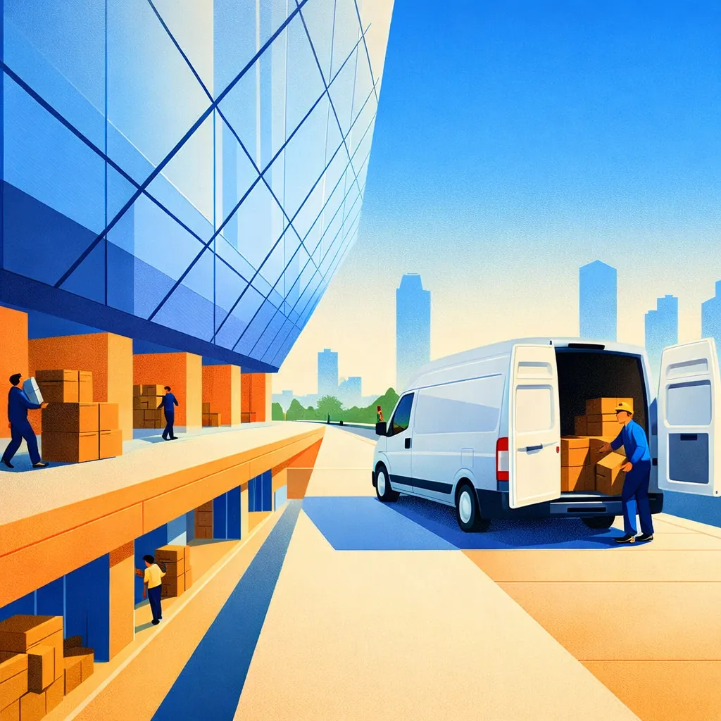 Courier van delivering packages in Midtown Atlanta