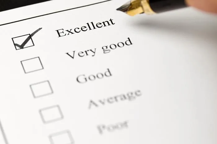 Check boxes listing options poor to excellent with excellent being checked.