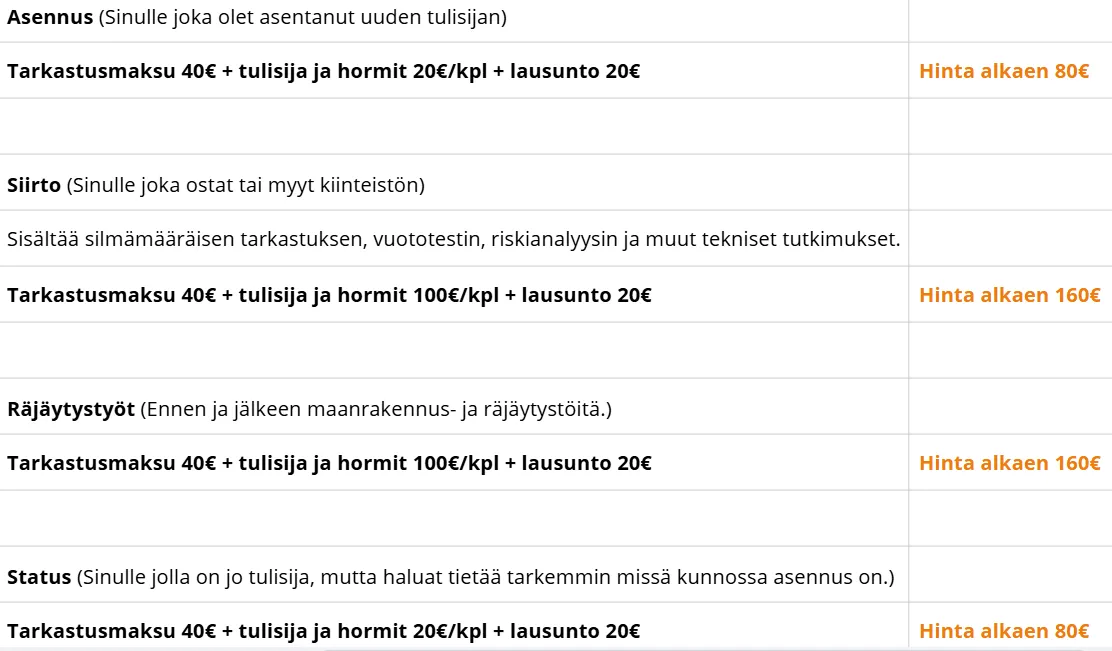 Nuohous Hinnasto