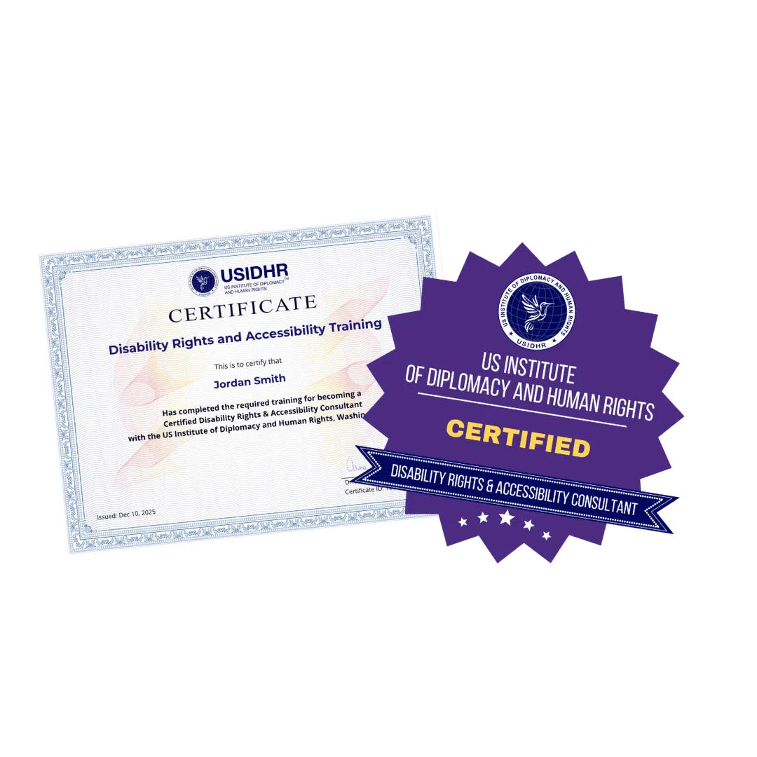 certificate and badge for disability consultants