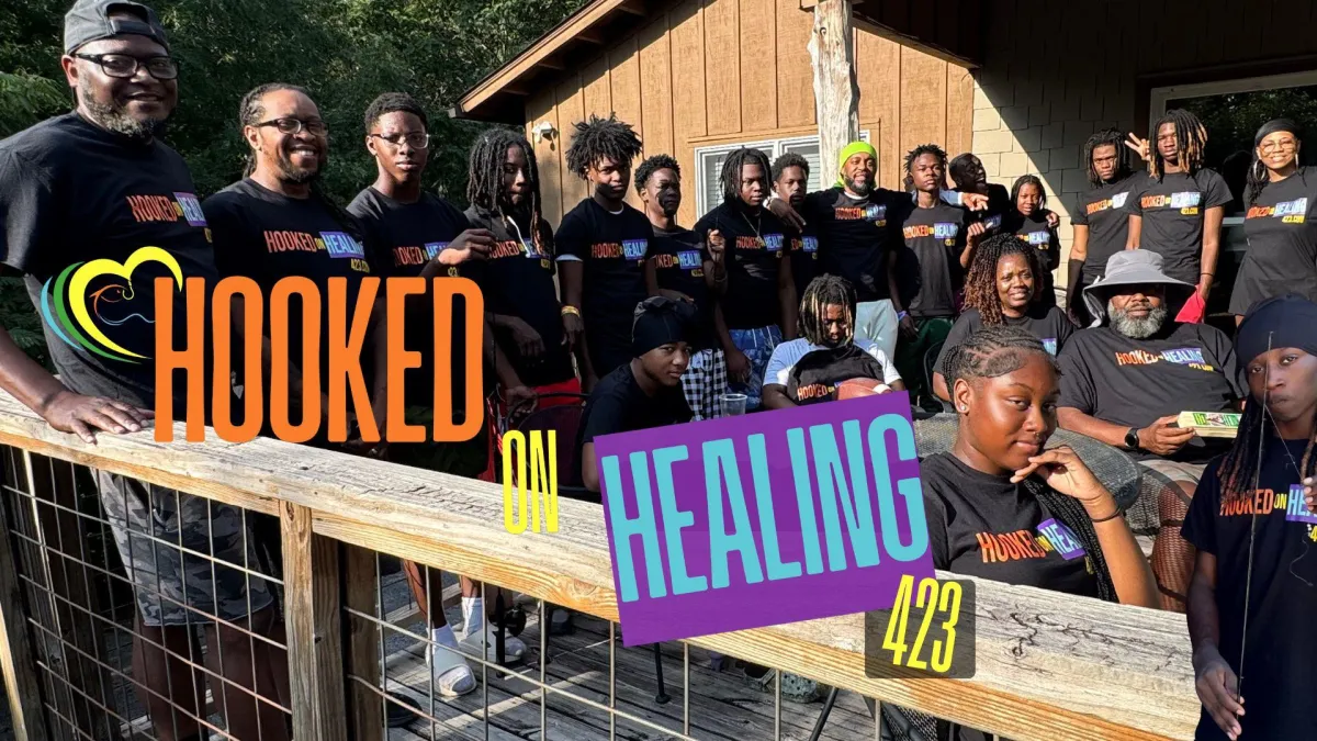 Youth applying for Hooked on Healing summer camp”  “Fishing-based mentorship program for teens”  “Camper exploring healing in nature