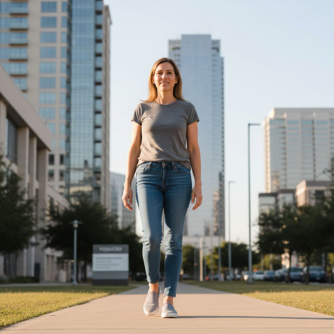 Houston patient walking comfortably after ingrown toenail treatment