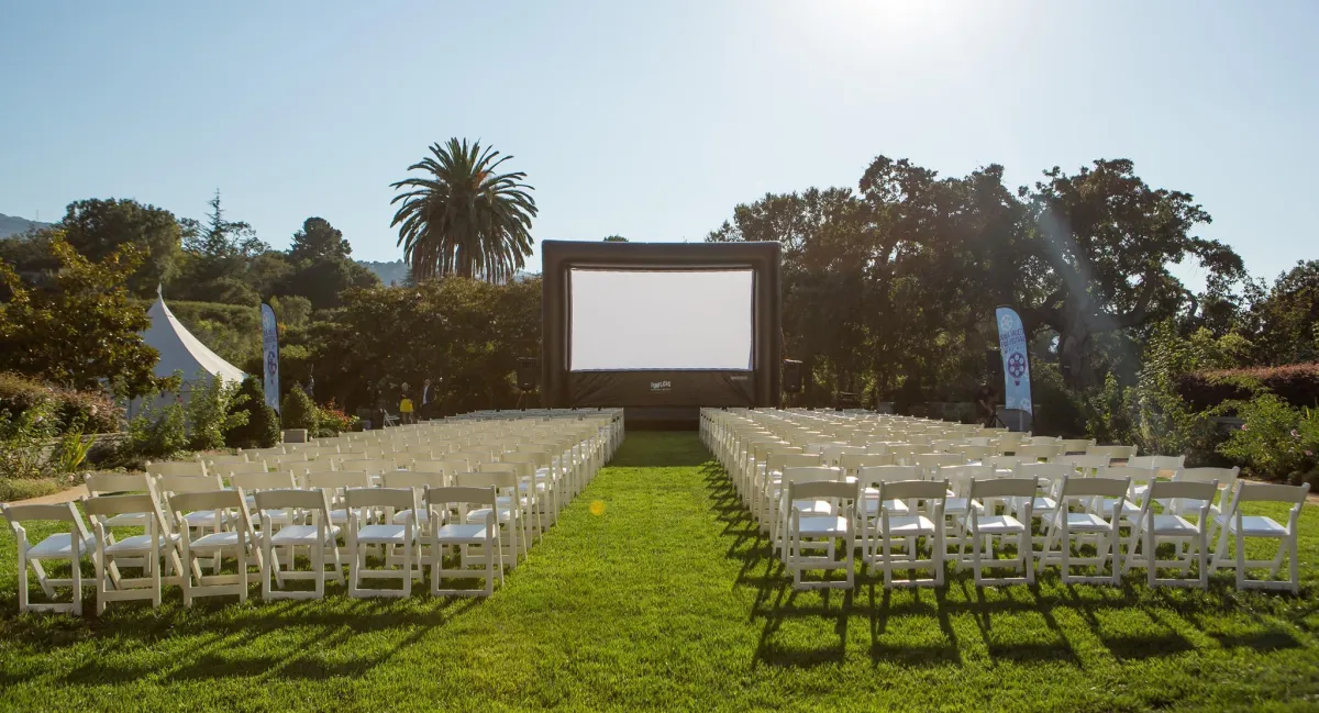 Chair set out for winery movie night