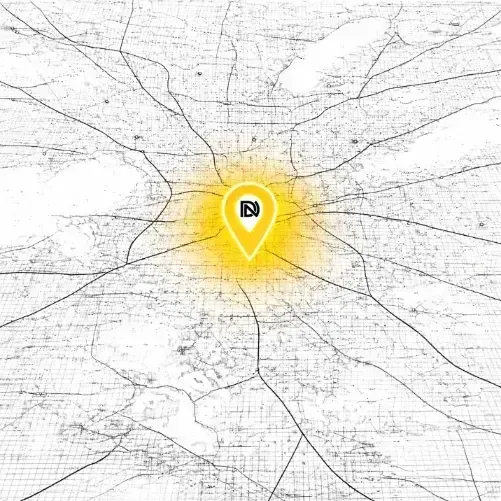 Mapa minimalista com pin destacando Autoridade Local e posição na região