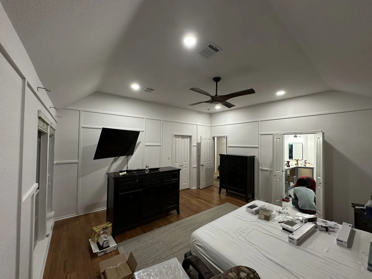 Master bedroom board and batten wall repaint in San Antonio, TX 78248