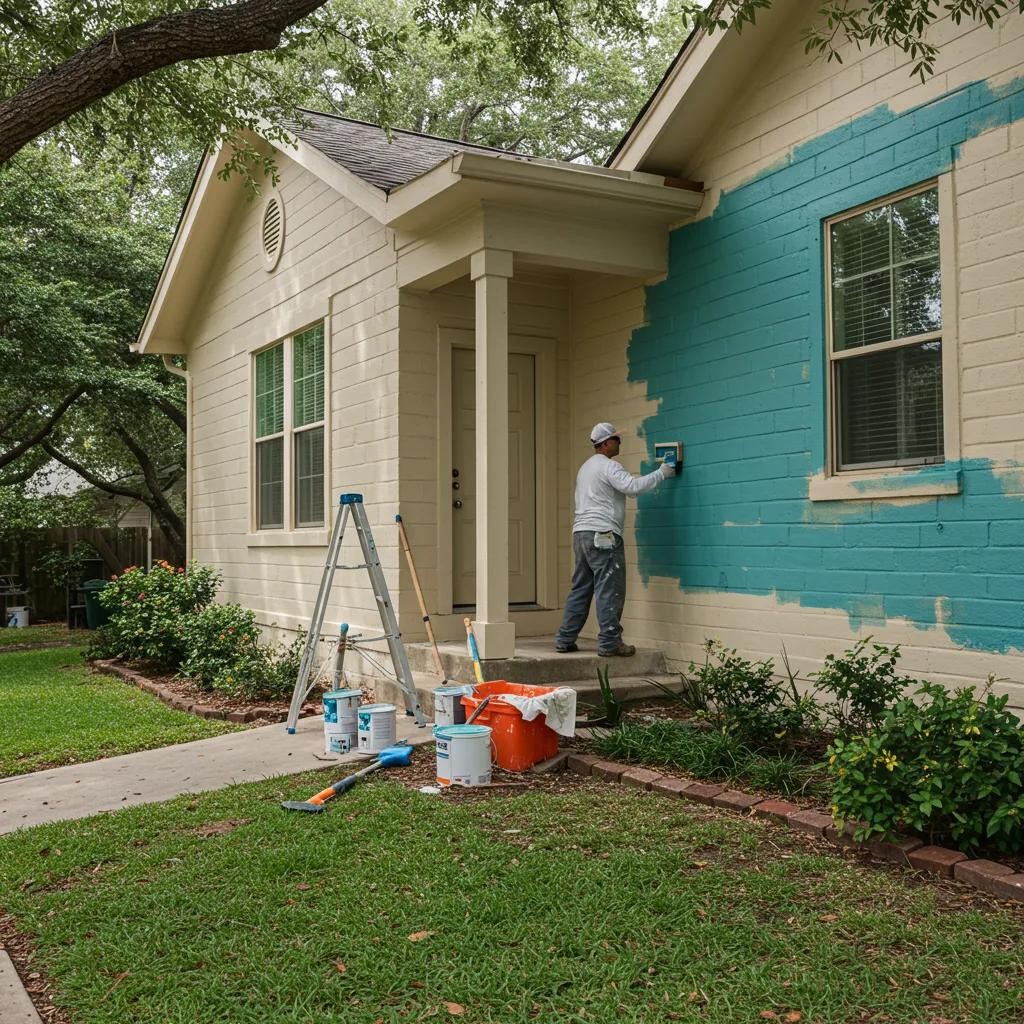 Exterior house painting in Stone Oak, San Antonio.
