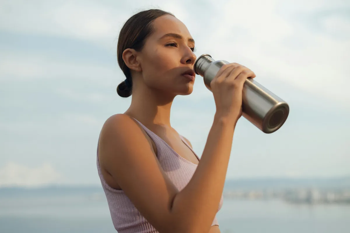 lady drinking water
