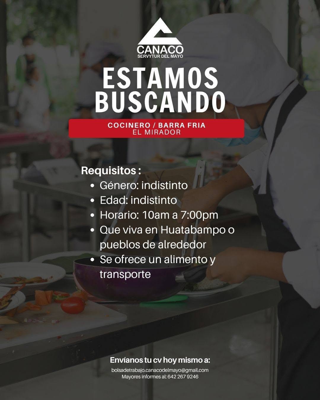 Cocinero/Barra Fria