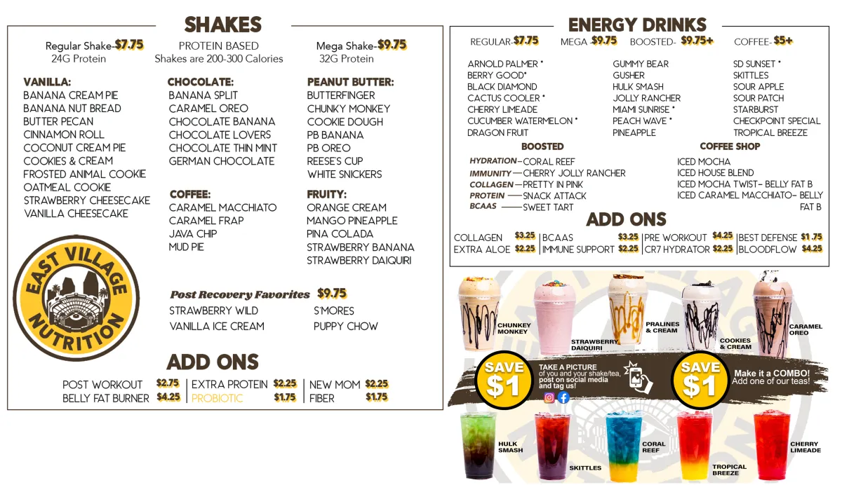 Hub City Nutrition Limited Menu