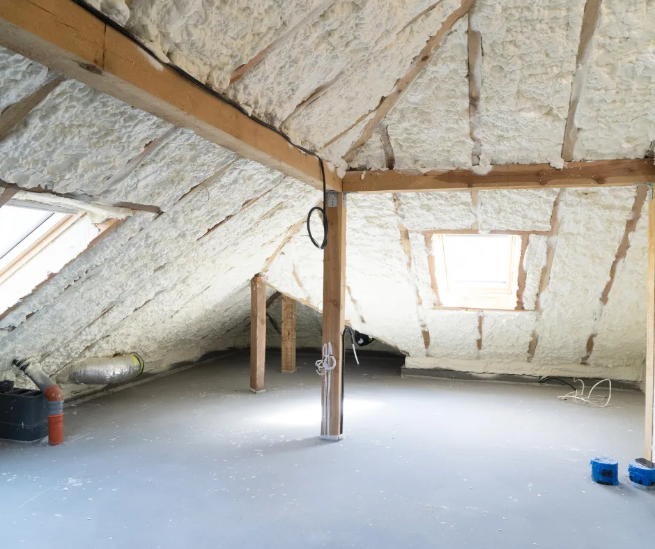 Spray foam insulation in attic