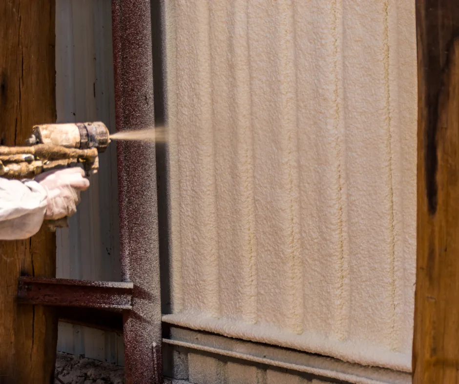 Spray foam insulation being sprayed