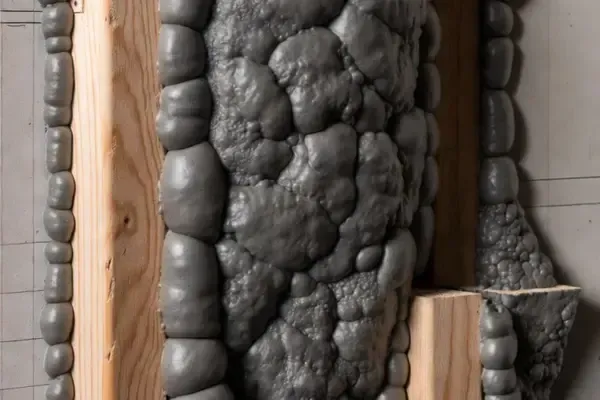 picture of wall with spray foam insulation
