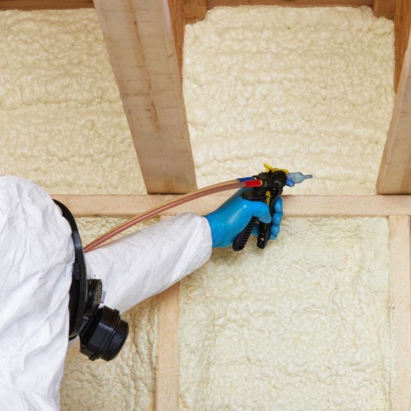 picture of wall with spray foam insulation