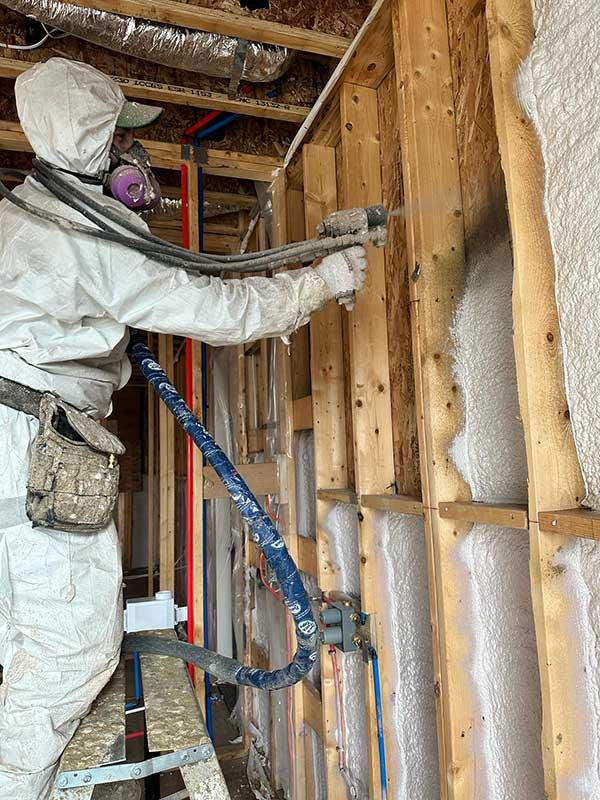 picture of wall with spray foam insulation