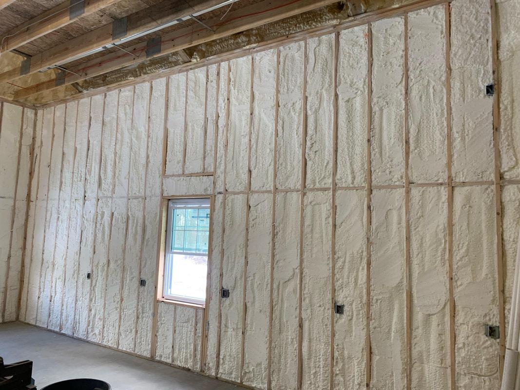 picture of wall with spray foam insulation