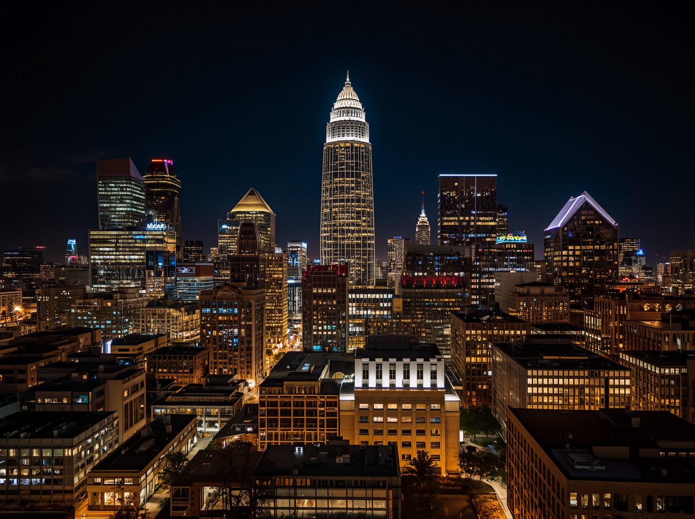 Atlanta skyline at night — Blackland Advisors M&A advisory firm headquartered in Atlanta, Georgia.