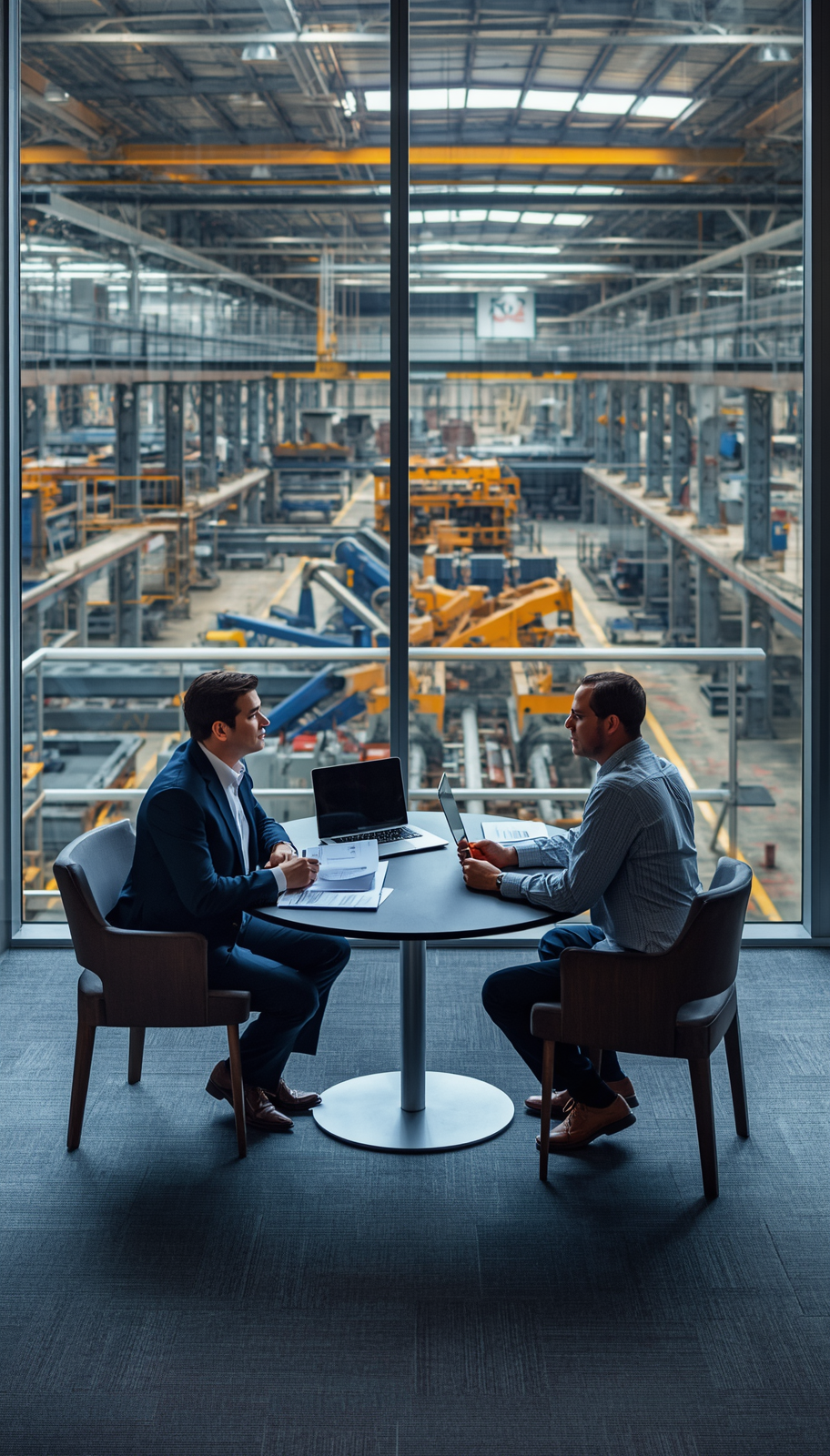 Manufacturing business owner reviewing financials before sale
