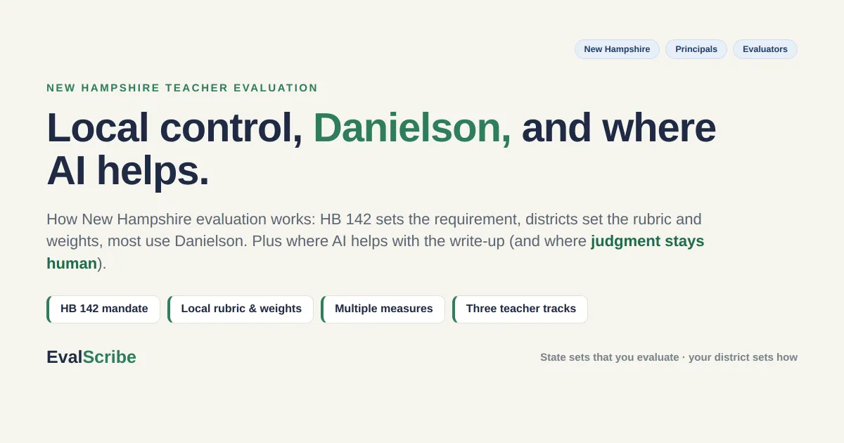 AI for New Hampshire Teacher Evaluations: Local Control, Danielson, and Where AI Helps