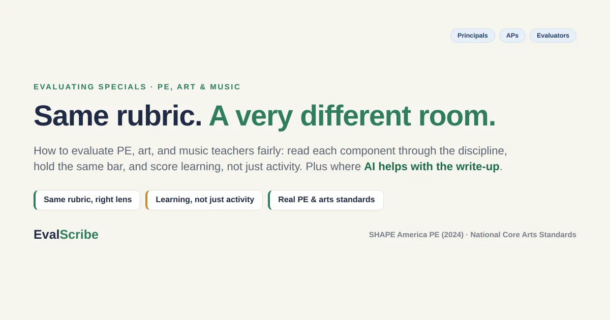 How to Evaluate Specials Teachers (PE, Art, and Music)