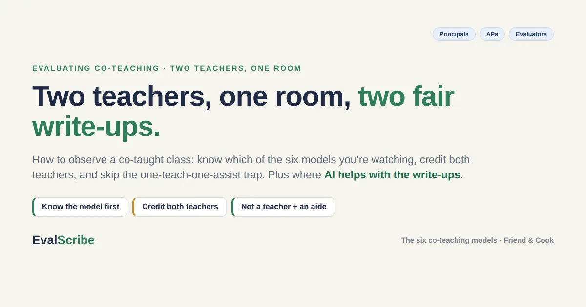 How to Evaluate Co-Teaching (Two Teachers, One Room)