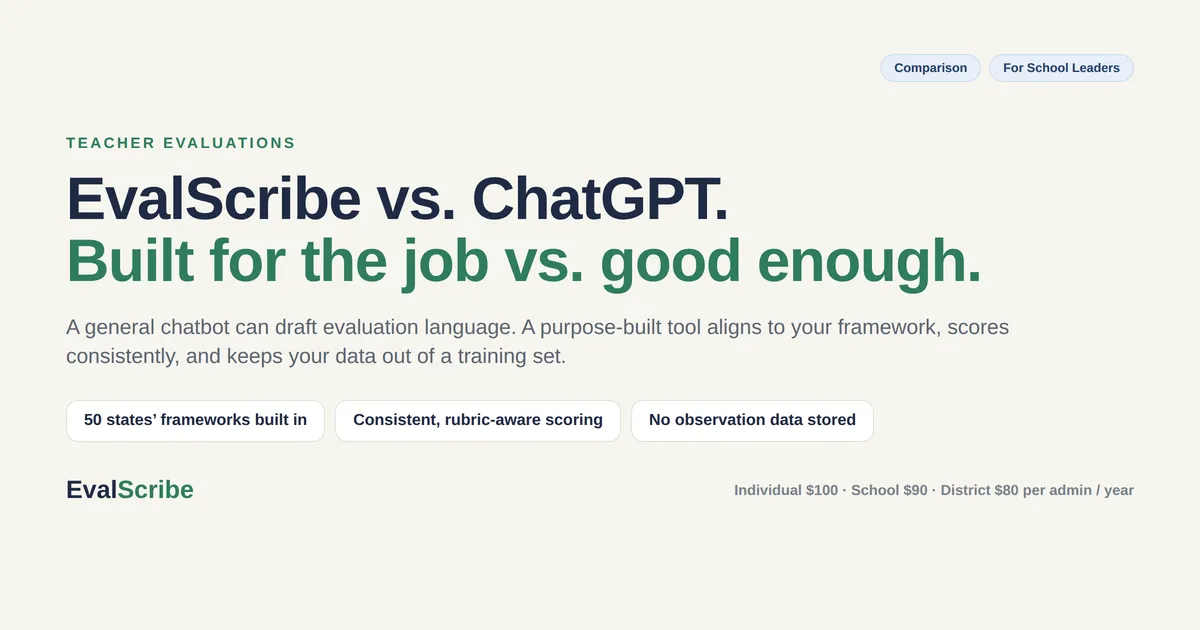 EvalScribe vs. ChatGPT for Teacher Evaluations