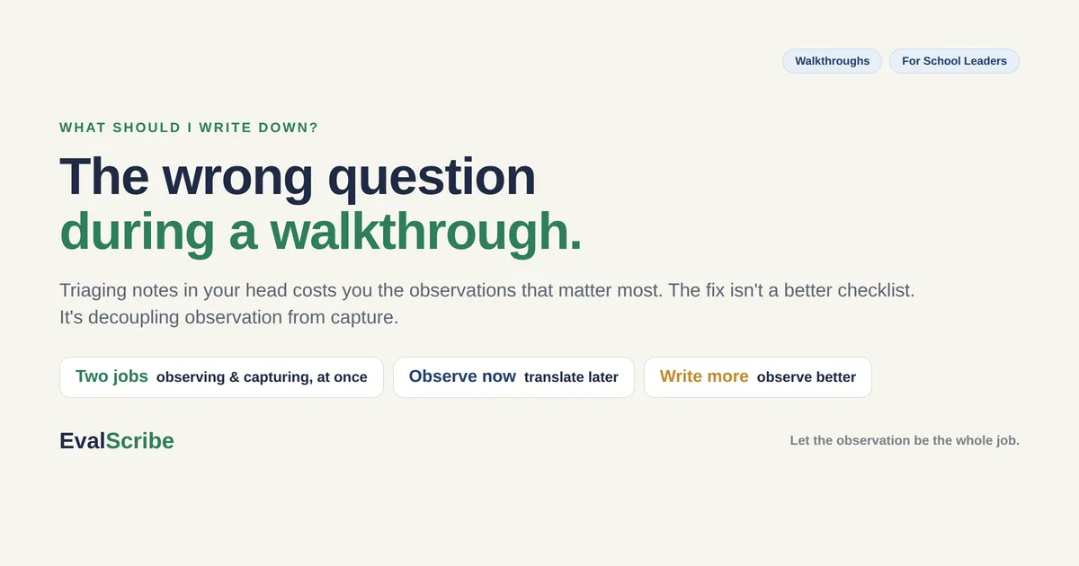 What Should I Write Down? Why That's the Wrong Question During a Classroom Walkthrough