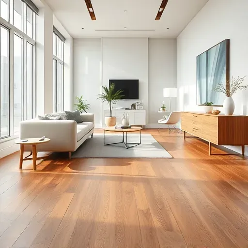 Seamless vinyl flooring in a modern Vista CA interior with natural light, subtle texture, and stylish decor highlighting durability