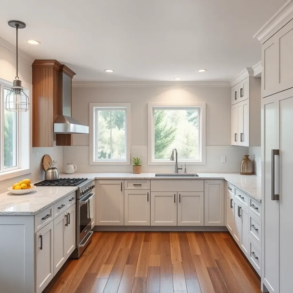 Modern kitchen remodel in Twin Oaks Valley, CA featuring quartz countertops, dark cabinets, stainless steel appliances, and lush greenery views.