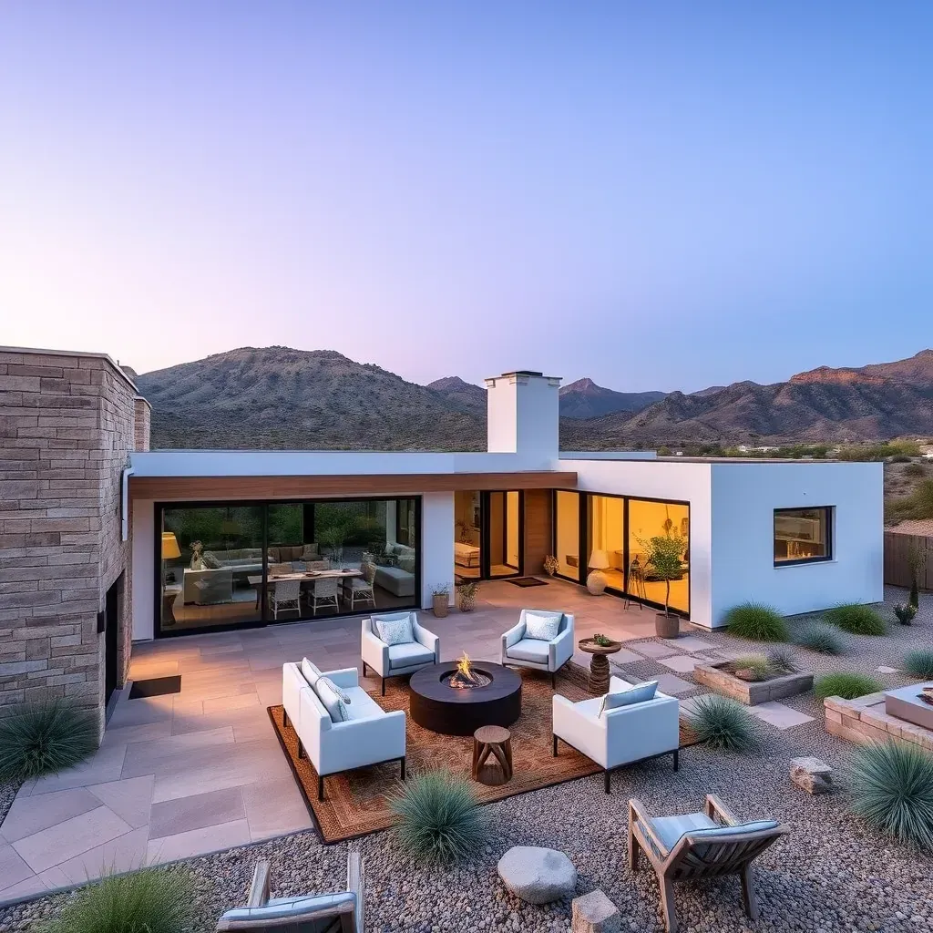 Remodeling a modern Black Mountain Ranch home with new paint, window frames, construction tools, and desert landscaping.