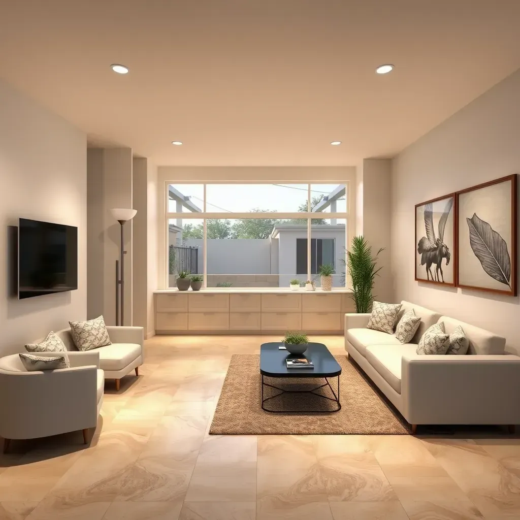 Beautiful living room remodel in Rancho Bernardo, CA showcasing modern design and elegant furnishings.