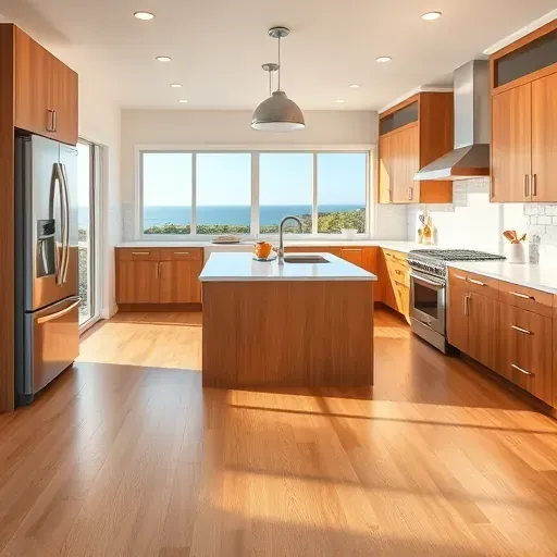 Beautiful remodeled Cardiff-by-the-Sea kitchen with quartz countertops stainless appliances custom wood cabinets coastal views
