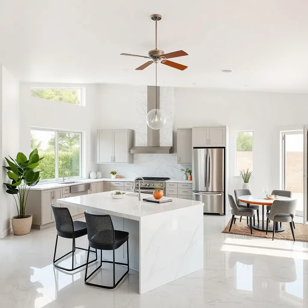 Detailed interior remodeling of a modern kitchen in Mira Mesa, CA, showcasing new cabinets, countertops, and sleek design.