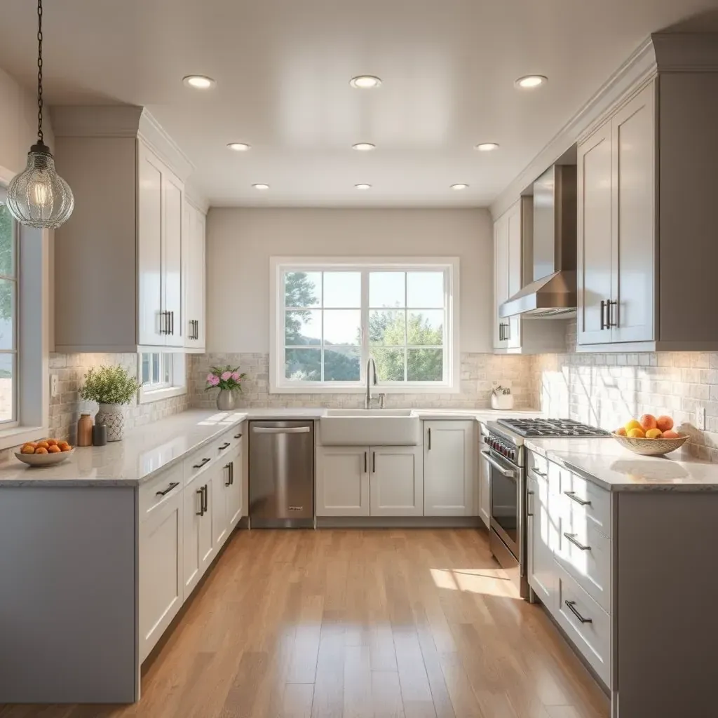 Modern kitchen in Bonsall, CA with granite counters, custom wood cabinets, stainless-steel appliances, and scenic hillside views.