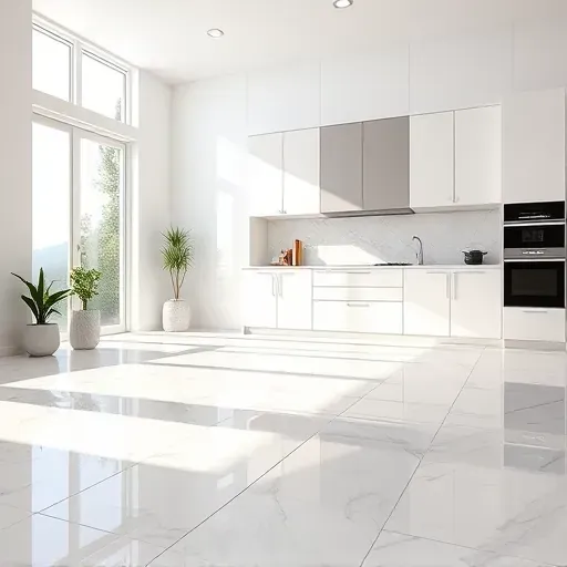 Freshly completed modern kitchen with marble tile backsplash and flooring in Vista California showcasing craftsmanship and elegance